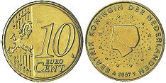 монета Нидерланды 10 евро центов 2007