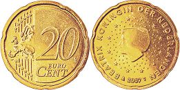 монета Нидерланды 20 евро центов 2007