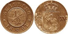монета Норвегия 1/2 скиллинга 1867