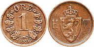 монета Норвегия 1 эре 1906