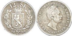 монета Норвегия 12 скиллингов 1850