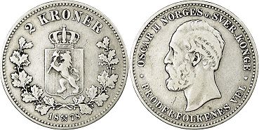 монета Норвегия 2 кроны 1878