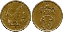 монета Норвегия 2 эре 1958