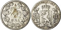 монета Норвегия 25 эре 1898