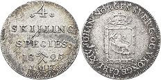 монета Норвегия 4 скиллинга 1825