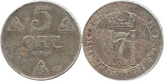 монета Норвегия 5 эре 1919