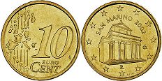 монета Сан-Марино 10 евро центов 2002