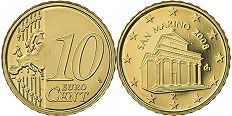 монета Сан-Марино 10 евро центов 2008
