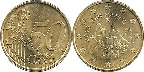 монета Сан-Марино 50 евро центов 2002