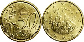 монета Сан-Марино 50 евро центов 2008