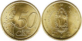 монета Сан-Марино 50 евро центов 2019