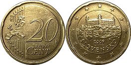 монета Словакия 20 евро центов 2009