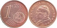 монета Ватикан 1 евро цент 2005