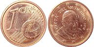 монета Ватикан 1 евро цент 2010