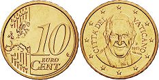 монета Ватикан 10 евро центов 2015