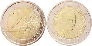 монета Ватикан 2 евро 2010