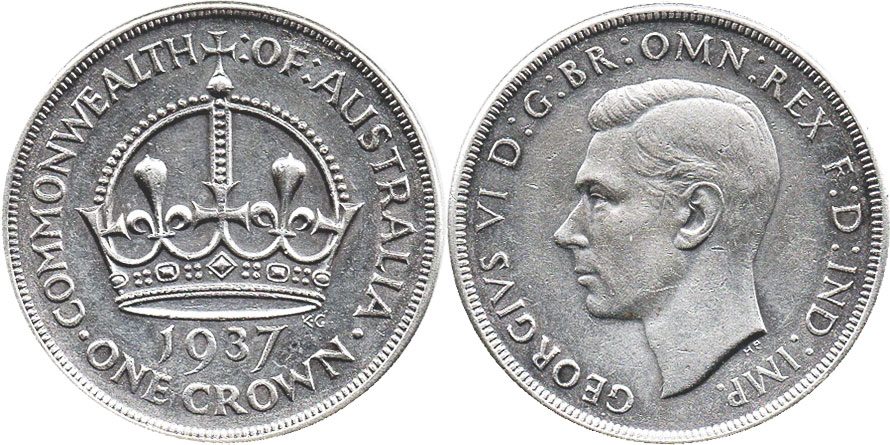 Австралия монета 1 крона 1937