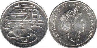 монета Австралия 20 центов 2020