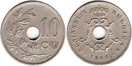 монета Бельгия 10 сантимов 1903