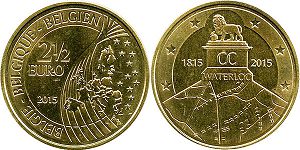 монета Бельгия 2 1/2 евро 2015