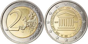 монета Бельгия 2 евро 2017