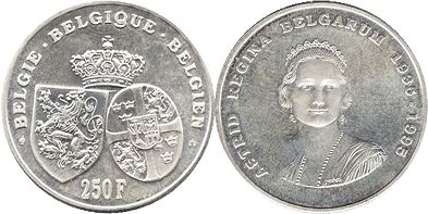 монета Бельгия 250 франков 1995
