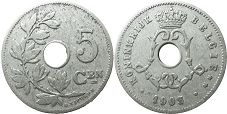 монета Бельгия 5 сантимов 1903