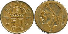монета Бельгия 50 сантимов 1954