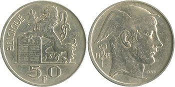 монета Бельгия 50 франков 1949