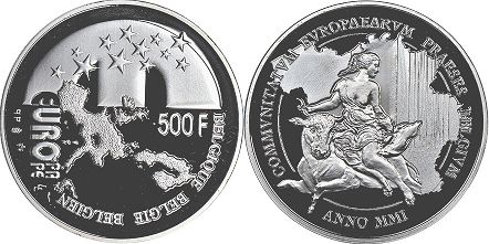 монета Бельгия 500 франков 1999