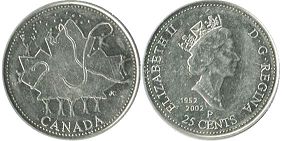 Канада юбилейная монета 25 центов 2002