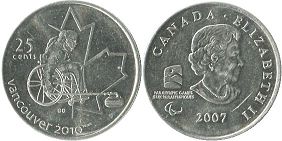 Канада юбилейная монета 25 центов 2007