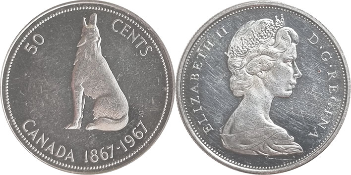 монета canadian юбилейная 50 центов 1967