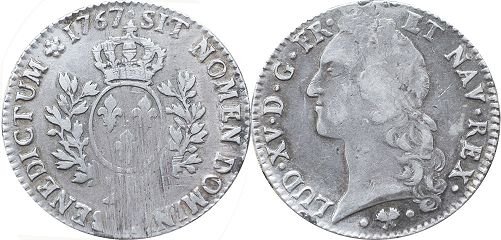 монета Франция 1 экю 1767