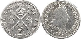 монета Франция 10 су 1702
