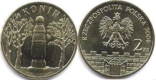 монета Польша 2 злотых 2008