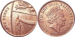 монета Великобритания 1 пенни 2016