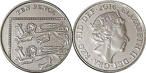 монета Великобритания 10 пенсов 2016
