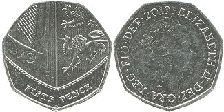 монета Великобритания 50 пенсов 2019