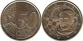 Монета Хорватия 50 евро cent 2023