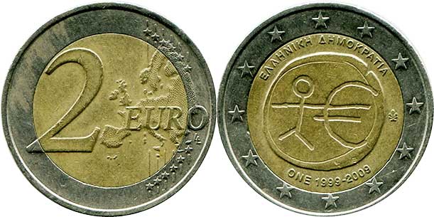 монета Греция 2 евро 2009