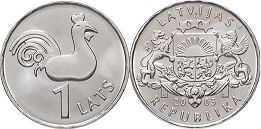 монета Латвия 1 лат 2005