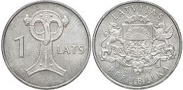 монета Латвия 1 лат 2007
