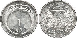 монета Латвия 1 лат 2009