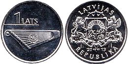 монета Латвия 1 лат 2013