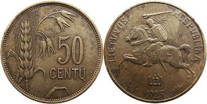монета Литва 50 центов 1925