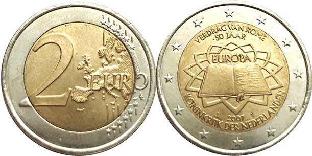 монета Нидерланды 2 евро 2007
