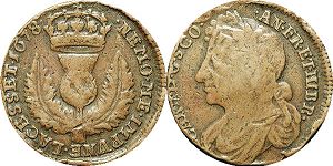 монета Шотландия 6 пенсов 1678