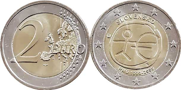 монета Словакия 2 евро 2009
