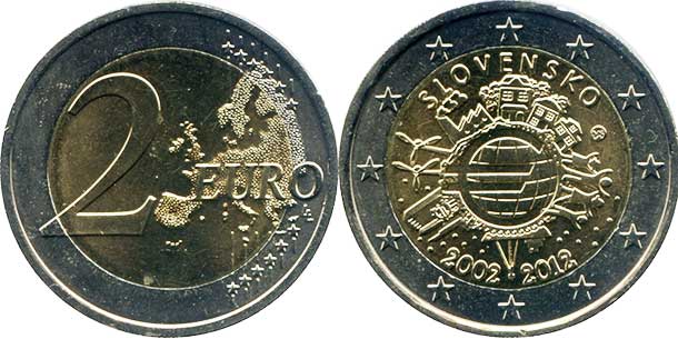 монета Словакия 2 евро 2012